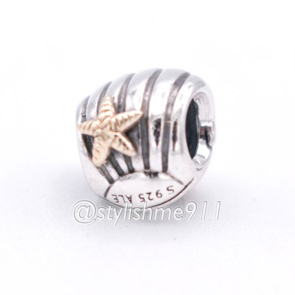 Authentic PANDORA Sea Shell Charm with 14K Gold - 790249 - Picture 7 of 13
